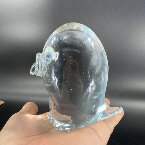 Lucio Zanetti Murano Clear Glass Big Eyed Bird Owl Whimsical Italian Glass VTG - Picture 6 of 15